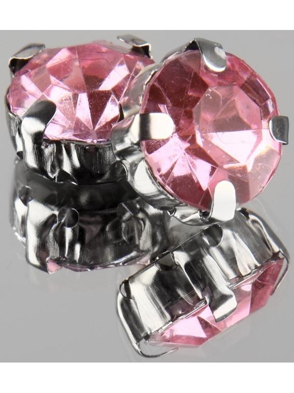 Стразы пришивные «Круг», в оправе, d = 10 мм, 20 шт, цвет розовый