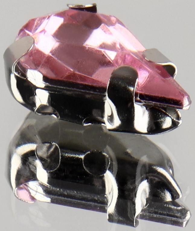 Стразы пришивные «Капля», в оправе, 6 × 10 мм, 50 шт, цвет розовый