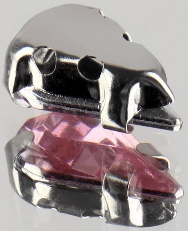 Стразы пришивные «Капля», в оправе, 6 × 10 мм, 50 шт, цвет розовый