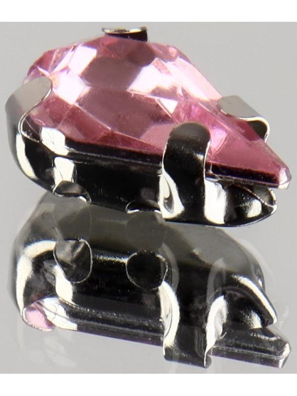 Стразы пришивные «Капля», в оправе, 6 × 10 мм, 50 шт, цвет розовый