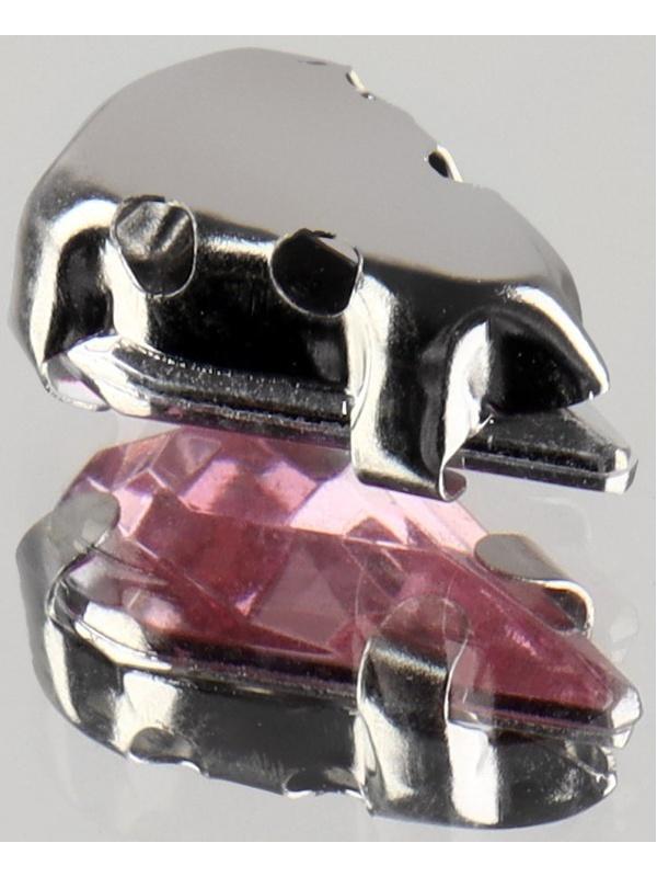 Стразы пришивные «Капля», в оправе, 6 × 10 мм, 50 шт, цвет розовый