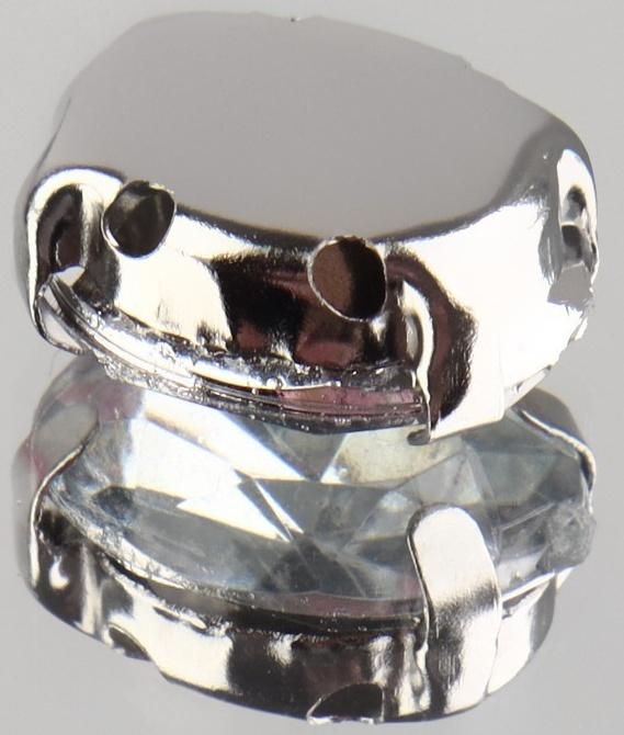 Стразы пришивные «Овал», в оправе, 8 × 10 мм, 20 шт, цвет серебряный