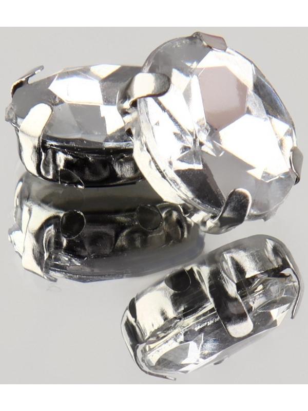 Стразы пришивные «Овал», в оправе, 8 × 10 мм, 20 шт, цвет серебряный