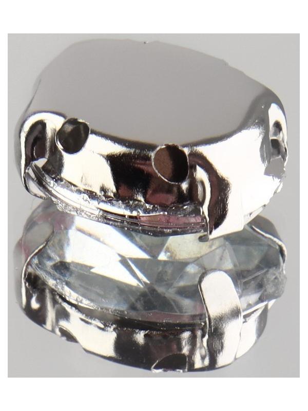 Стразы пришивные «Овал», в оправе, 8 × 10 мм, 20 шт, цвет серебряный