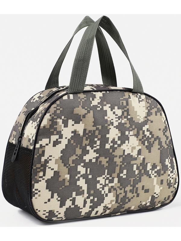 Косметичка на молнии, с сеткой, цвет хаки