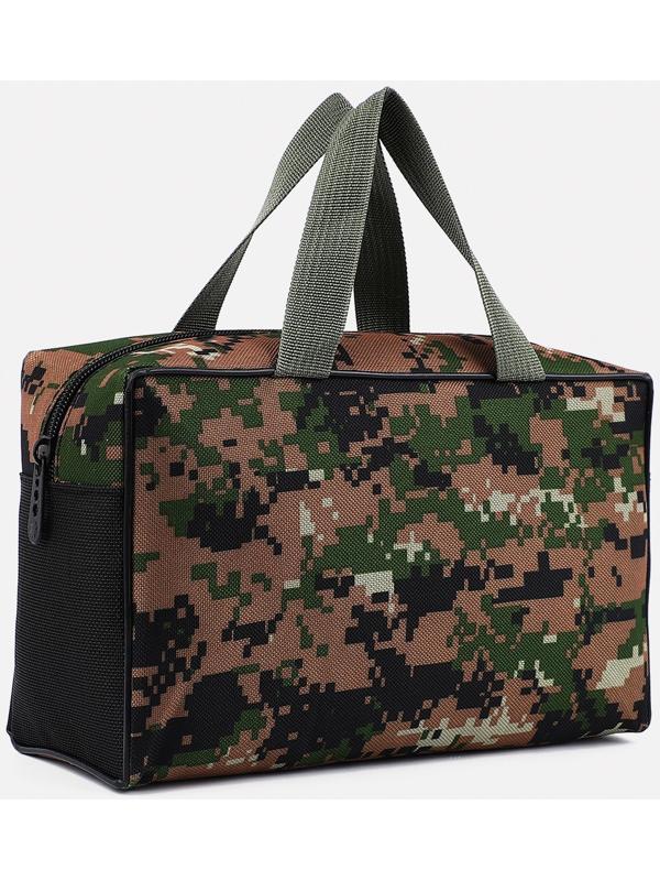 Косметичка на молнии, с сеткой, цвет хаки