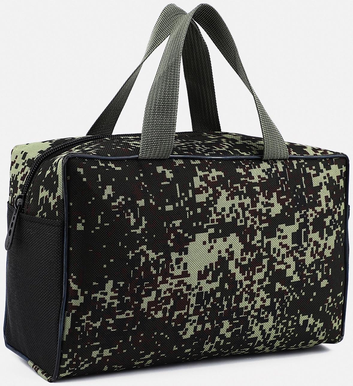 Косметичка на молнии, с сеткой, цвет хаки