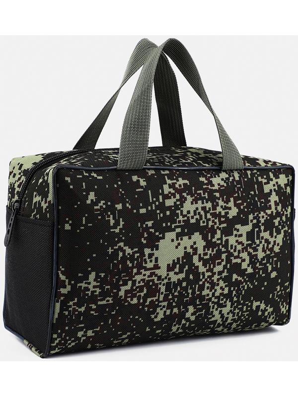 Косметичка на молнии, с сеткой, цвет хаки