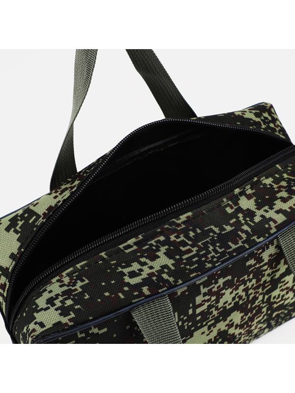 Косметичка на молнии, с сеткой, цвет хаки