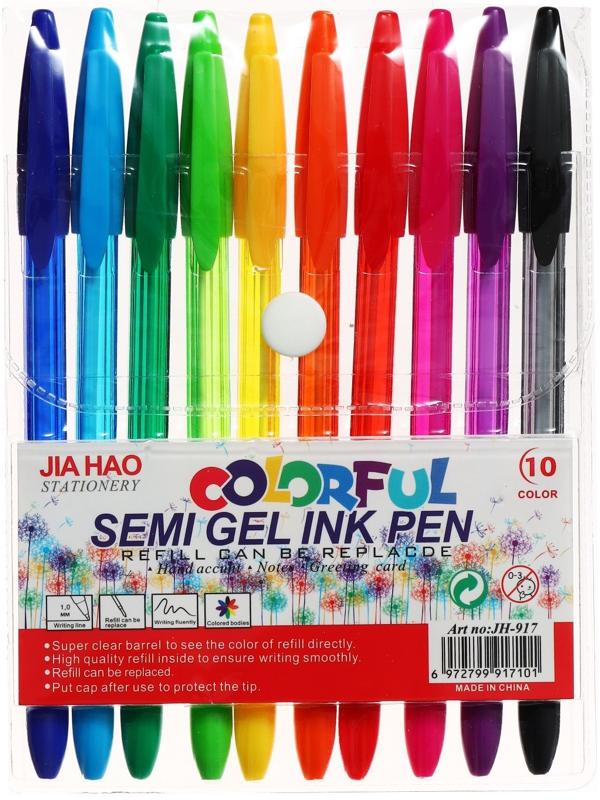 Набор шариковых ручек 10 цветов, корпус в цвет стержня, в блистере