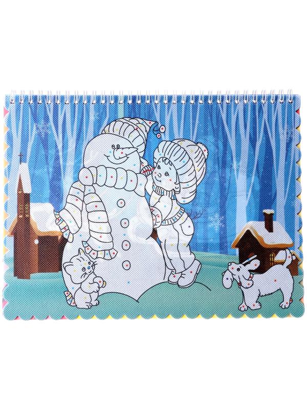 Книжка-раскраска многоразовая «Новый год» фломастеры 12 цв., 3D очки, бутылочка для воды