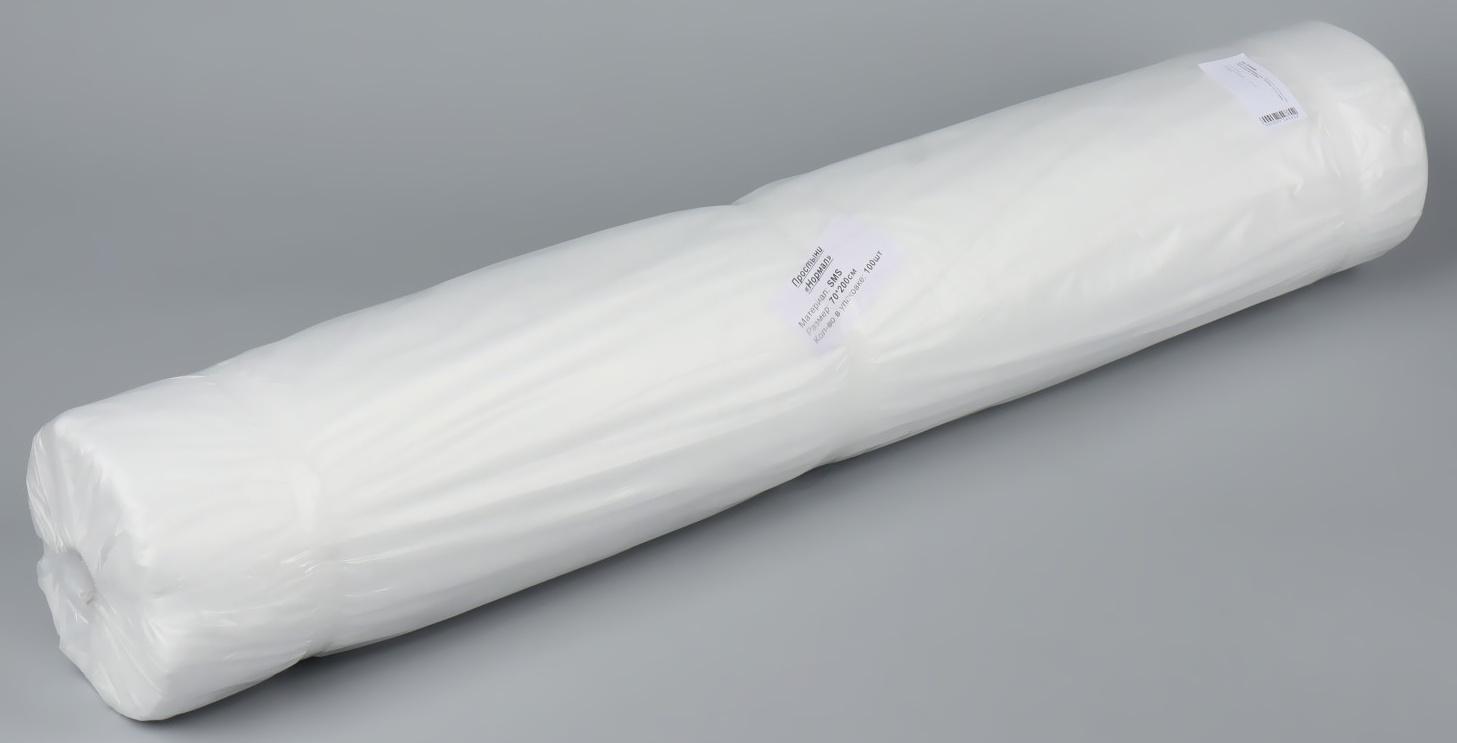 Простыня одноразовая, плотность 15 г/м2, SMS, 70 × 200 см, 100 шт в рулоне, цвет белый