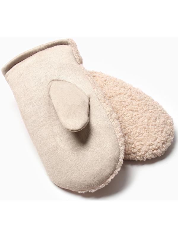 Варежки женские на иск.меху MINAKU 25 см бежевый