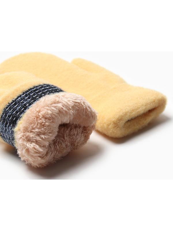 Варежки женские  на иск.меху MINAKU гладкие 22 см горчичный