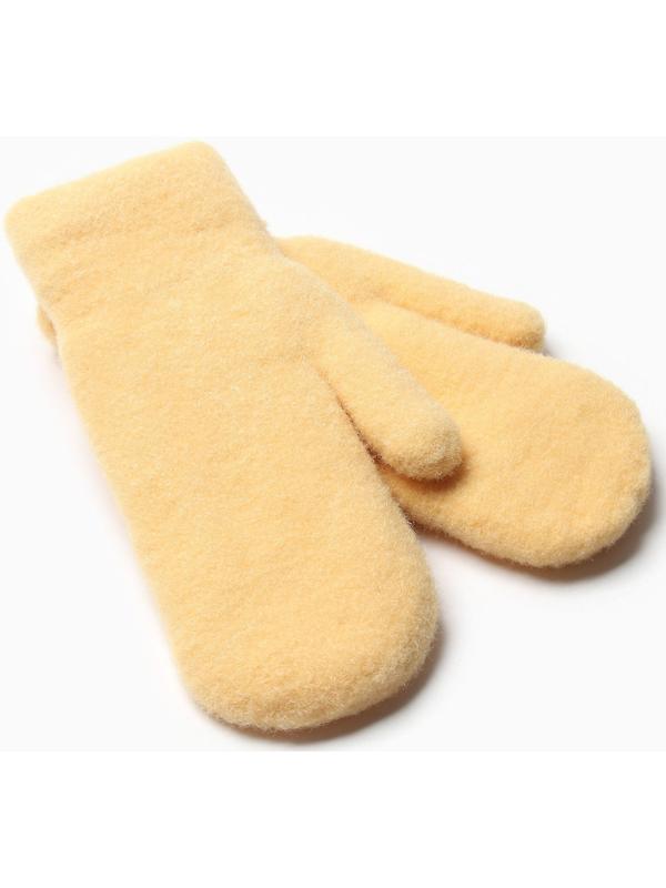 Варежки женские  на иск.меху MINAKU гладкие 22 см горчичный