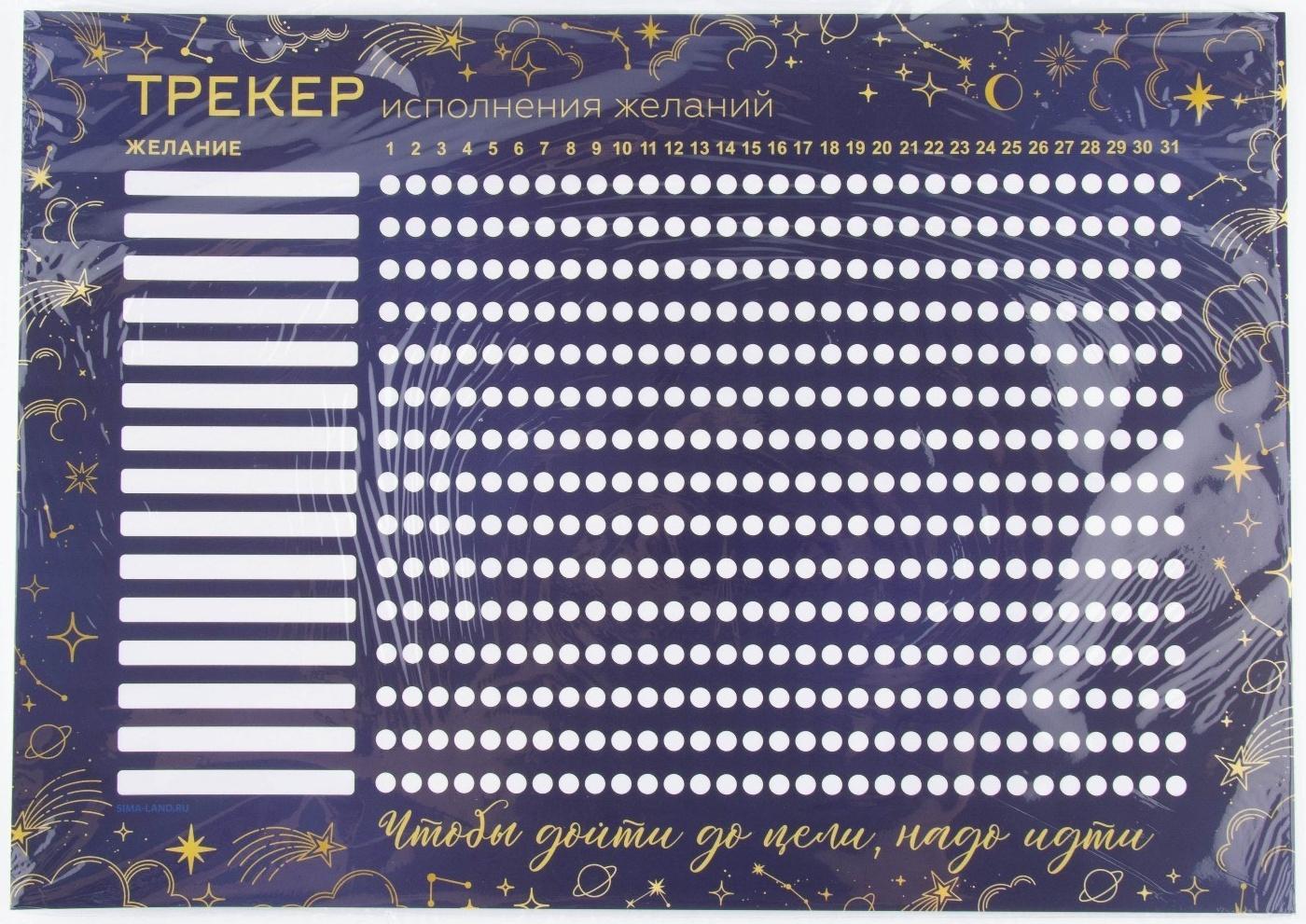 Календарь-трекер «Исполнения желаний», 42 х 29,7 см