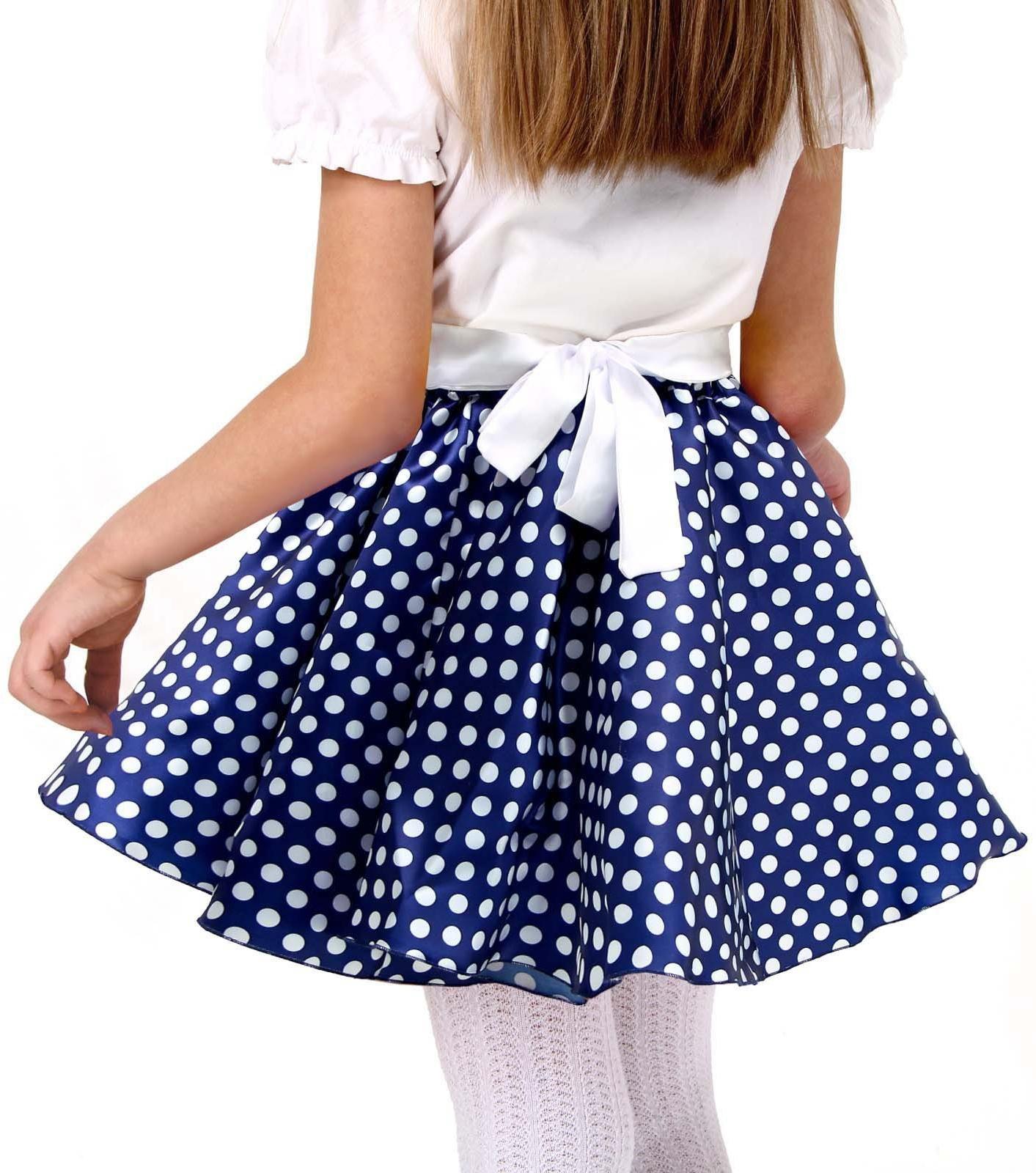 Карнавальный набор «Стиляги 5», юбка синяя в белый горох, пояс, повязка, рост 98-104 см