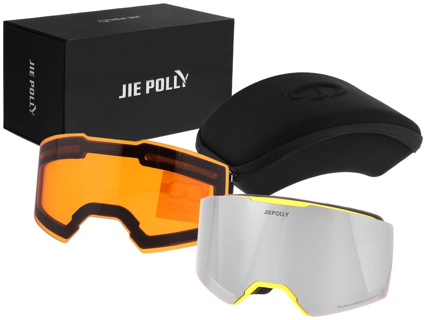 Очки-маска Premium, для мото, съемное двухслойное стекло, два стекла оранжевый, серый