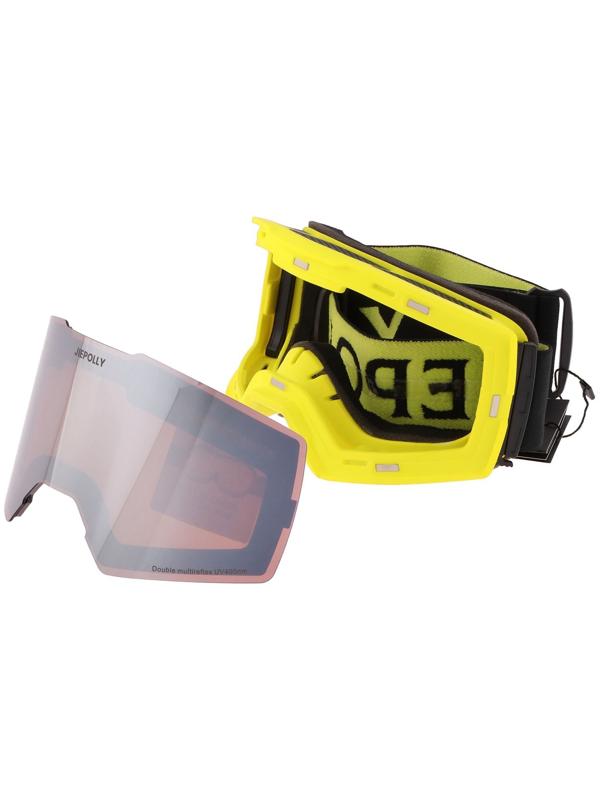 Очки-маска Premium, для мото, съемное двухслойное стекло, два стекла оранжевый, серый