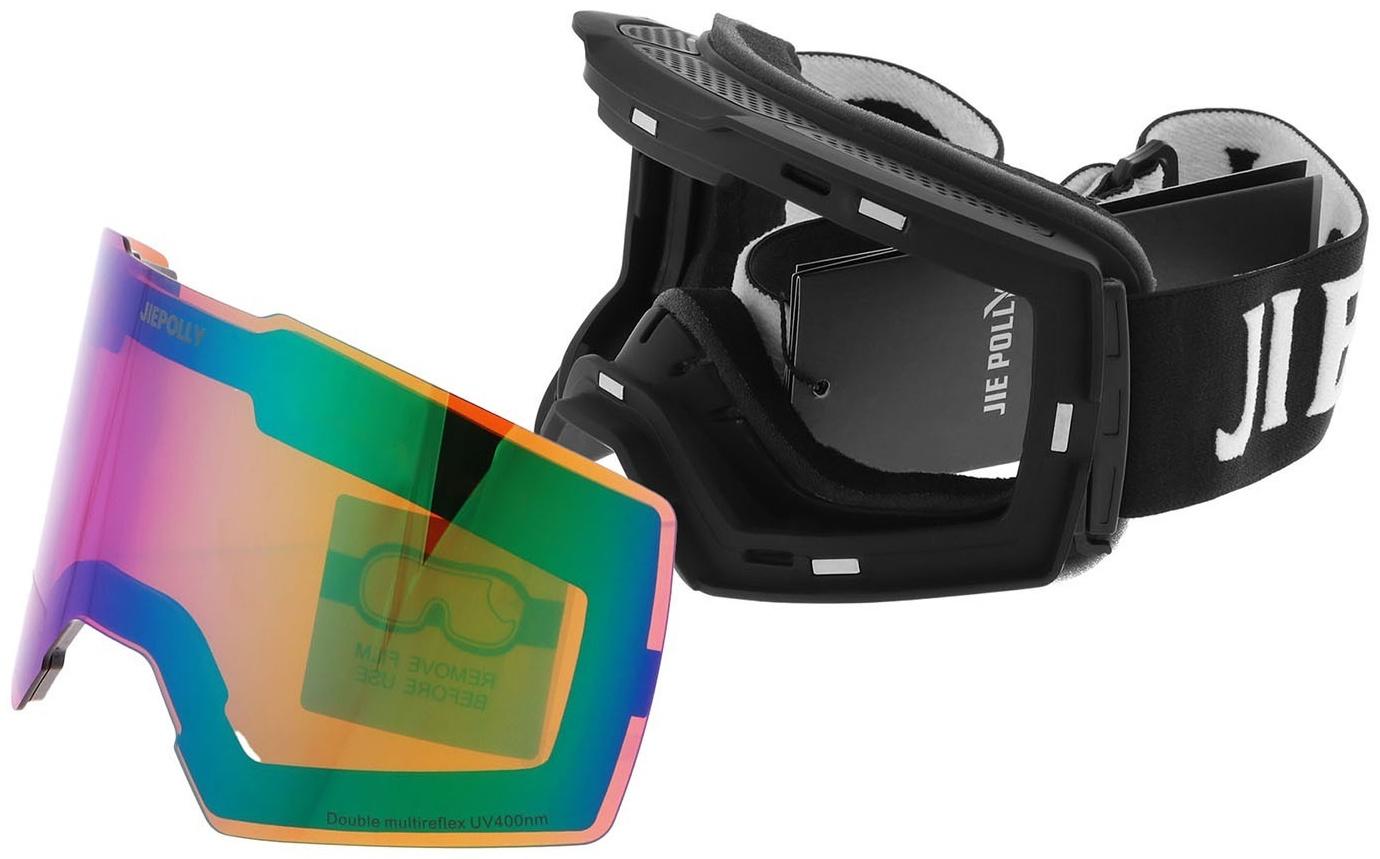 Очки-маска Premium, для мото, съемное двухслойное стекло, два цвета оранжевый, зеленый