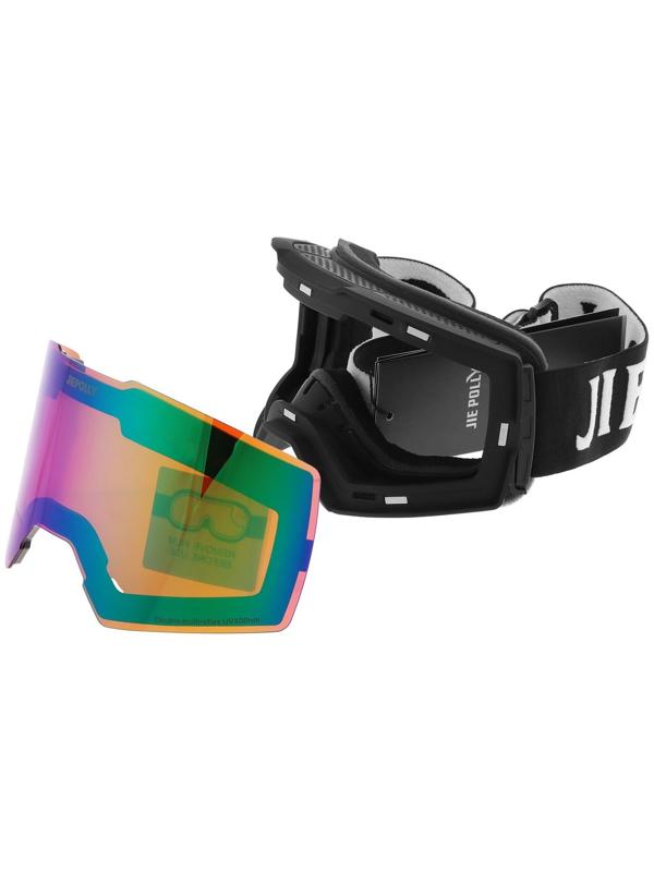 Очки-маска Premium, для мото, съемное двухслойное стекло, два цвета оранжевый, зеленый