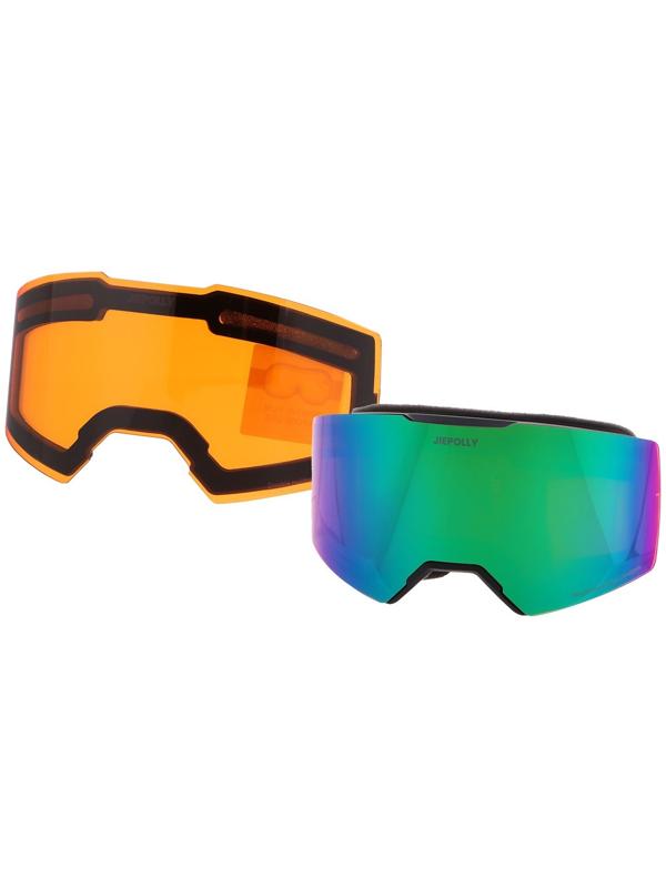 Очки-маска Premium, для мото, съемное двухслойное стекло, два цвета оранжевый, зеленый