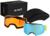 Очки-маска Premium, для мото, съемное двухслойное стекло, два цвета оранжевый, синий