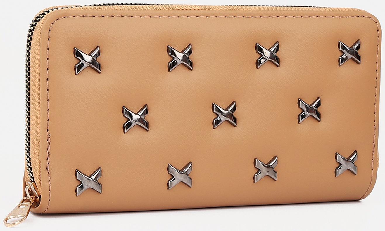 Кошелёк на молнии, цвет бежевый