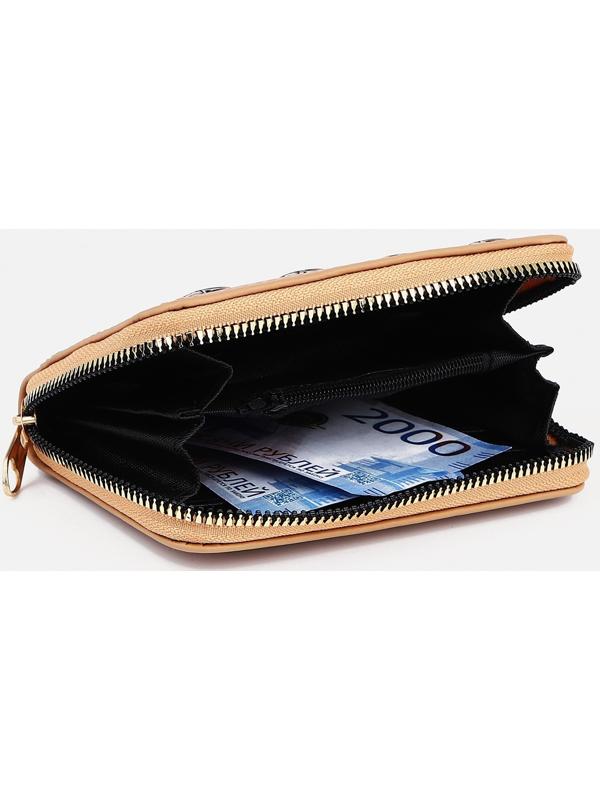 Кошелёк на молнии, цвет бежевый