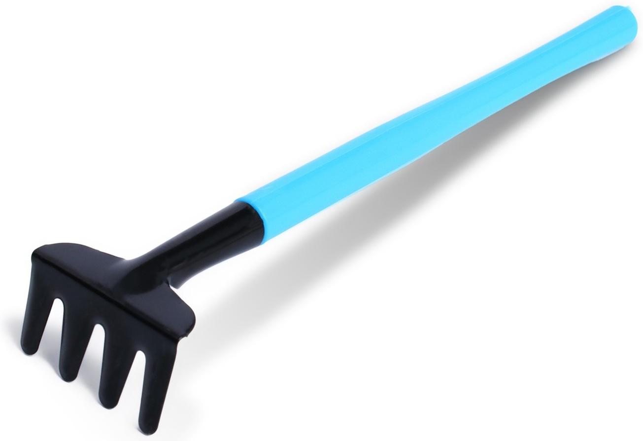 Набор садового инструмента, 3 предмета: грабли, 2 лопатки, длина 21 см, пластиковые ручки, МИКС