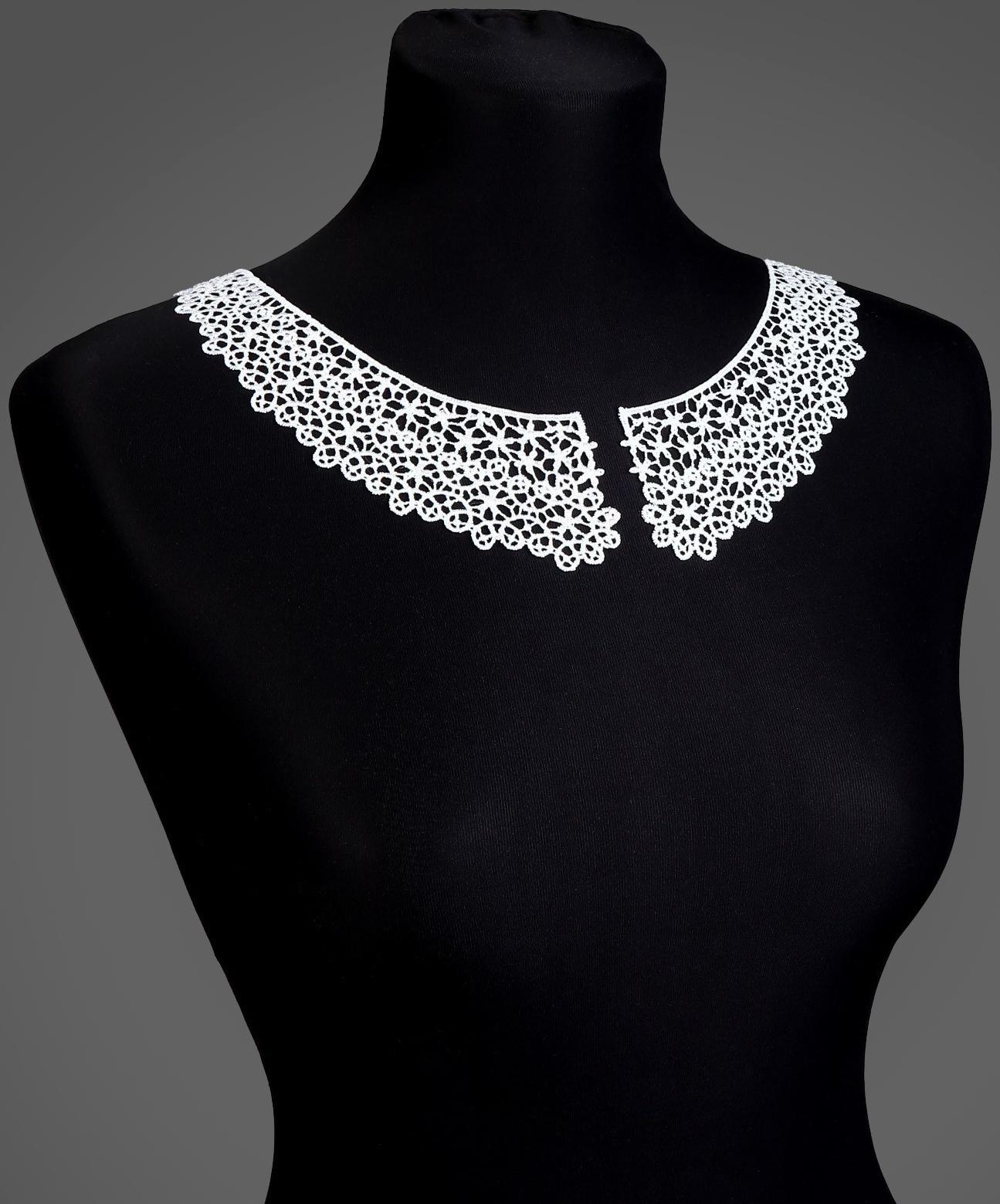 Воротник гипюровый, 21 × 6 см, цвет белый