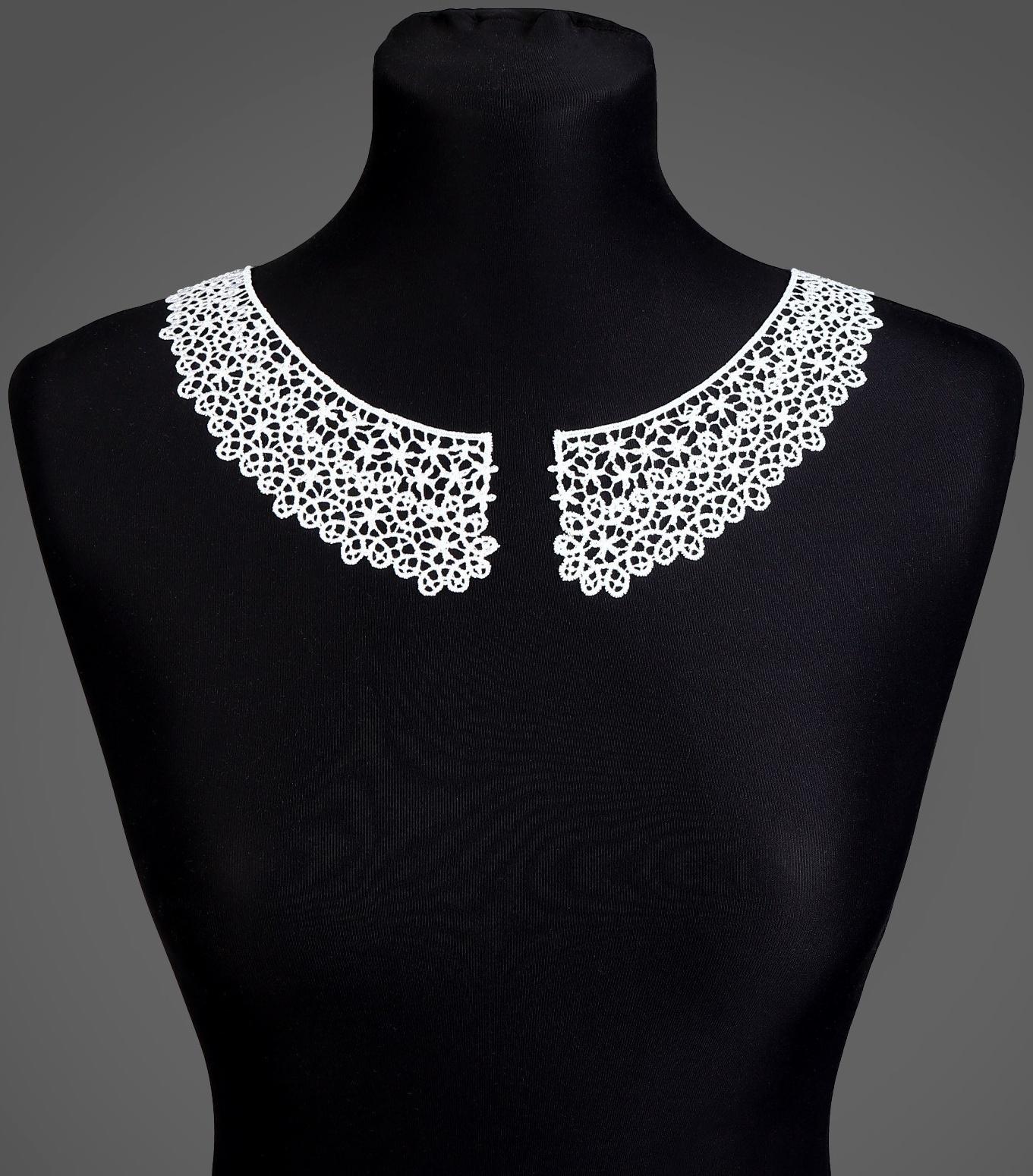 Воротник гипюровый, 21 × 6 см, цвет белый