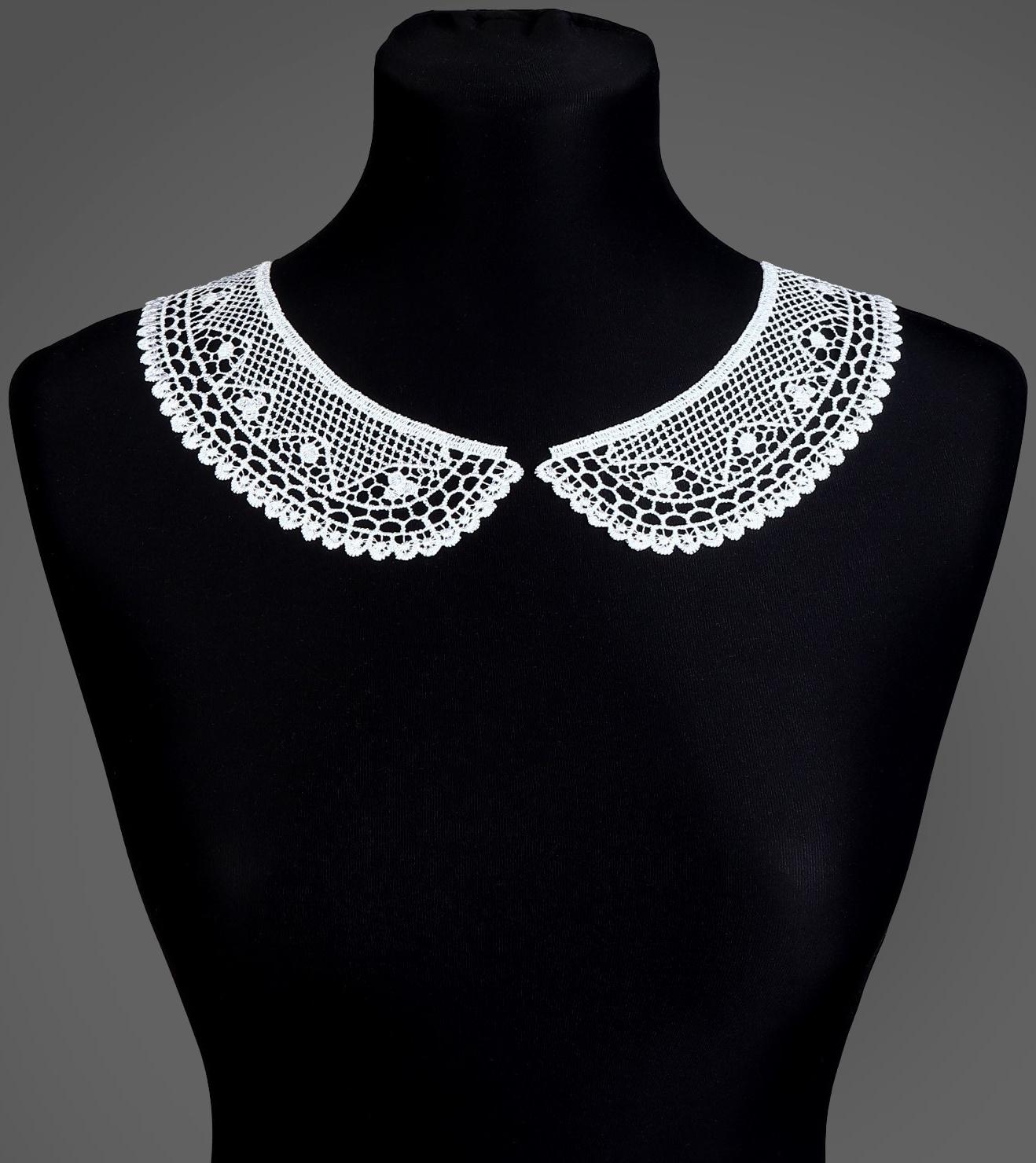 Воротник гипюровый, 21 × 6 см, цвет белый