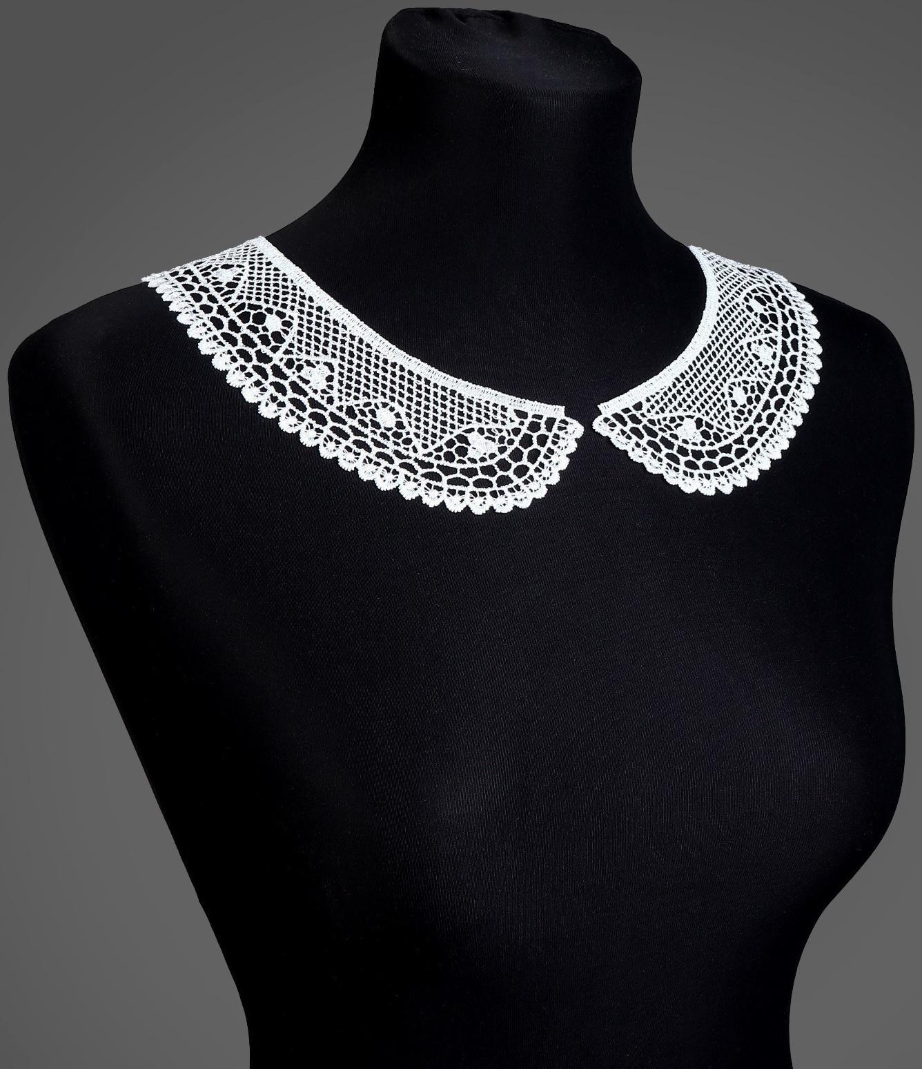 Воротник гипюровый, 21 × 6 см, цвет белый