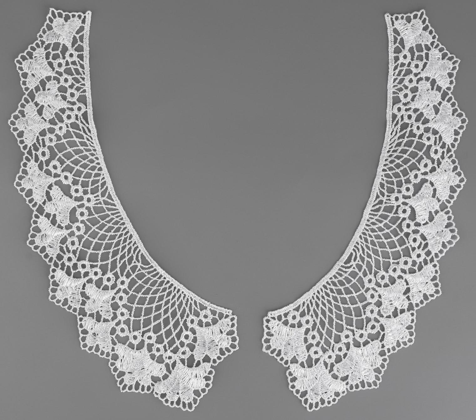 Воротник гипюровый, 21 × 6 см, цвет белый