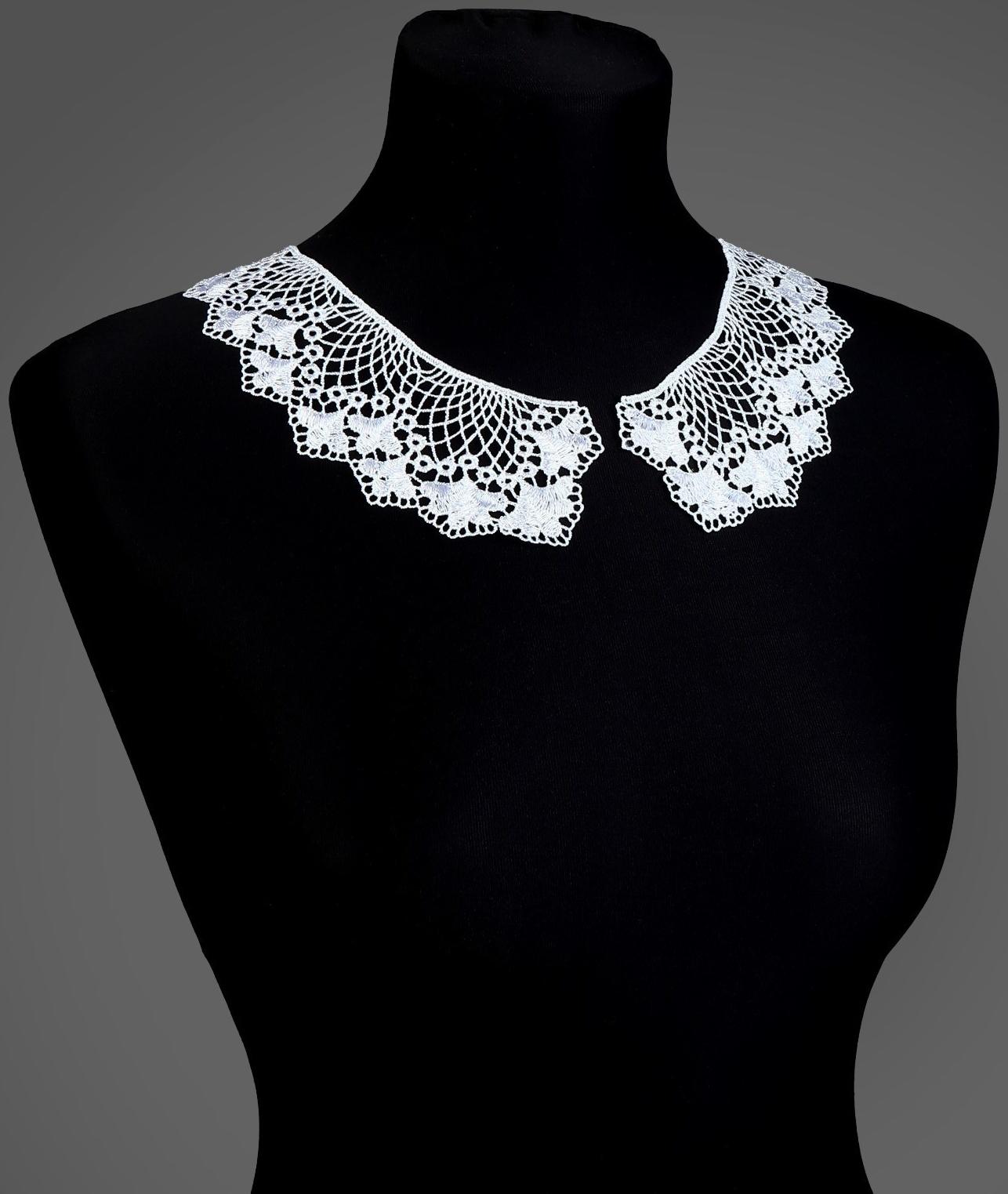 Воротник гипюровый, 21 × 6 см, цвет белый