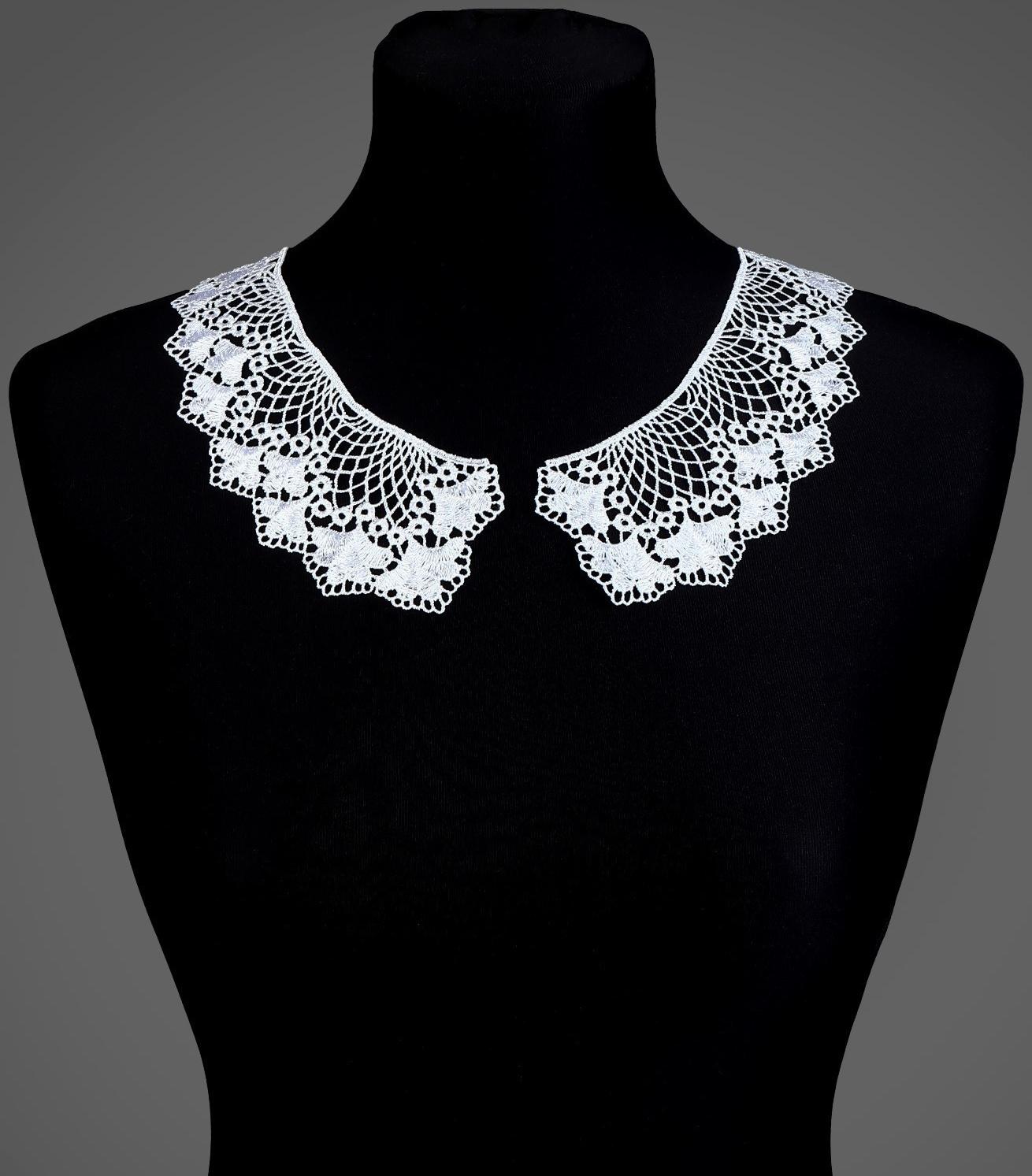 Воротник гипюровый, 21 × 6 см, цвет белый