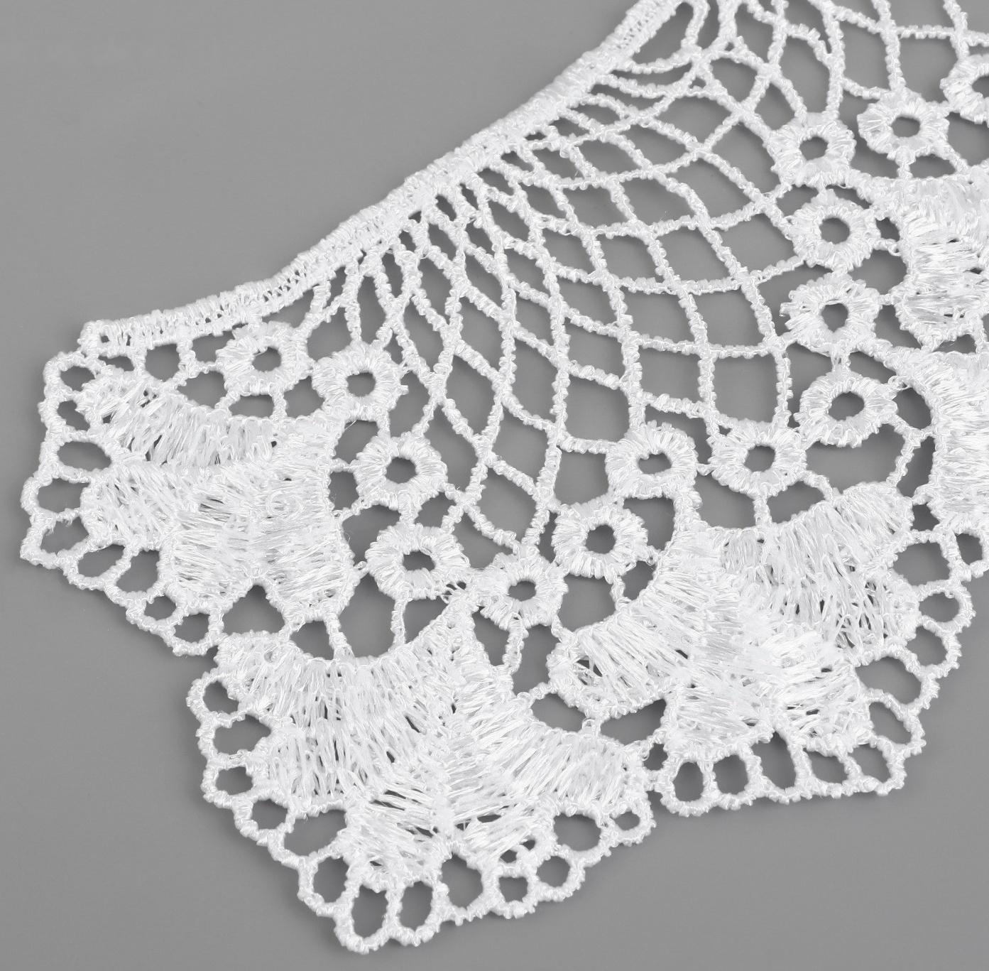 Воротник гипюровый, 21 × 6 см, цвет белый