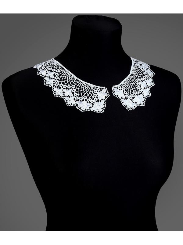 Воротник гипюровый, 21 × 6 см, цвет белый