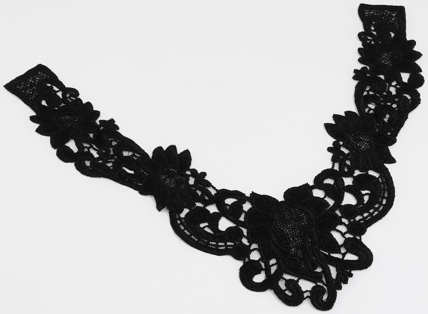 Воротник кружевной, 23 × 28 см, цвет чёрный