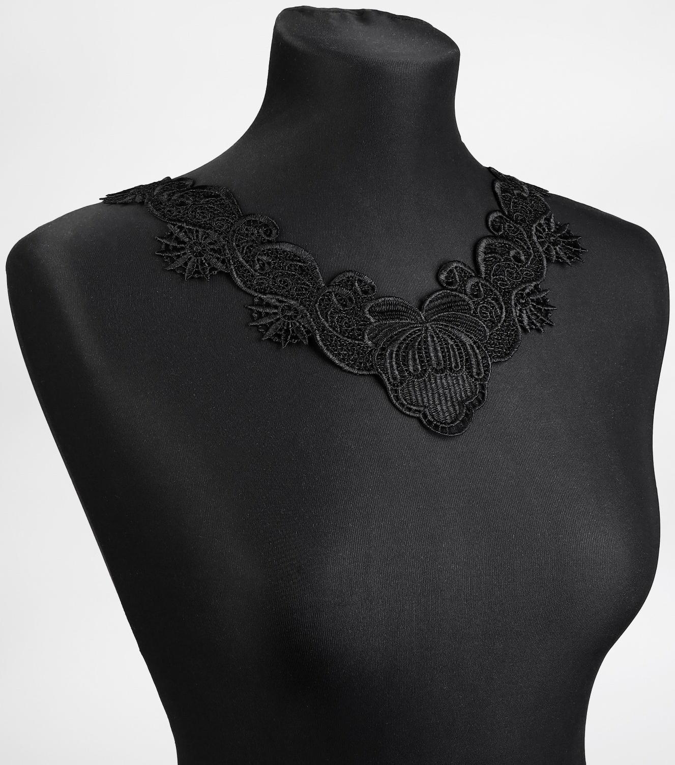 Воротник кружевной, 23 × 28 см, цвет чёрный