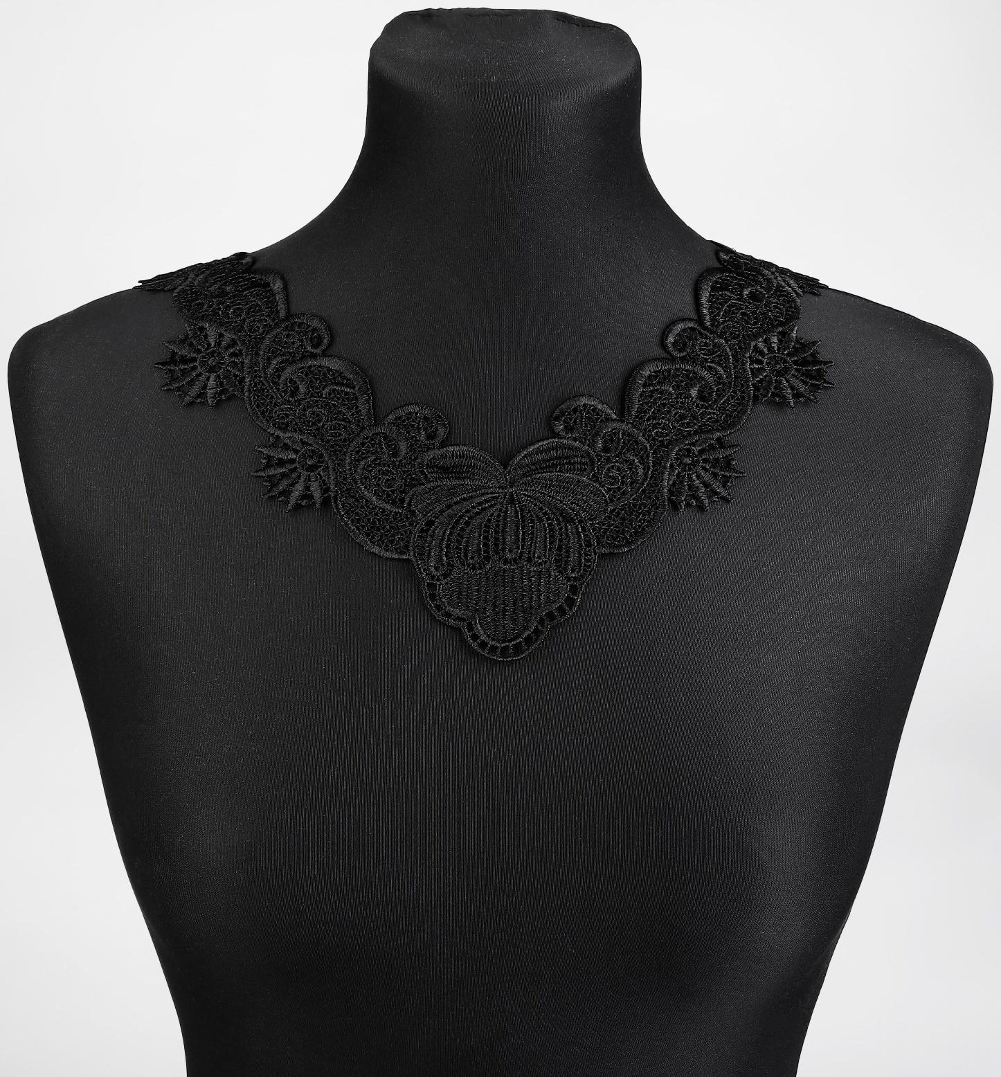 Воротник кружевной, 23 × 28 см, цвет чёрный