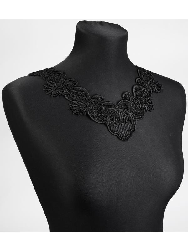 Воротник кружевной, 23 × 28 см, цвет чёрный