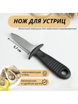 Нож для устриц Доляна, 14×4,4 см, длина лезвия 5,7см, цвет чёрный