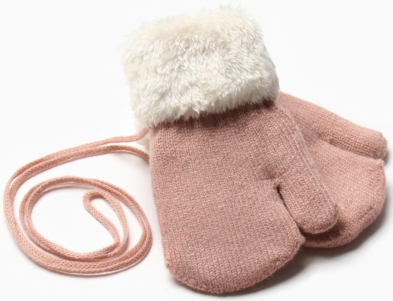 Варежки детские на иск.меху MINAKU с отворотом 15 см розовый