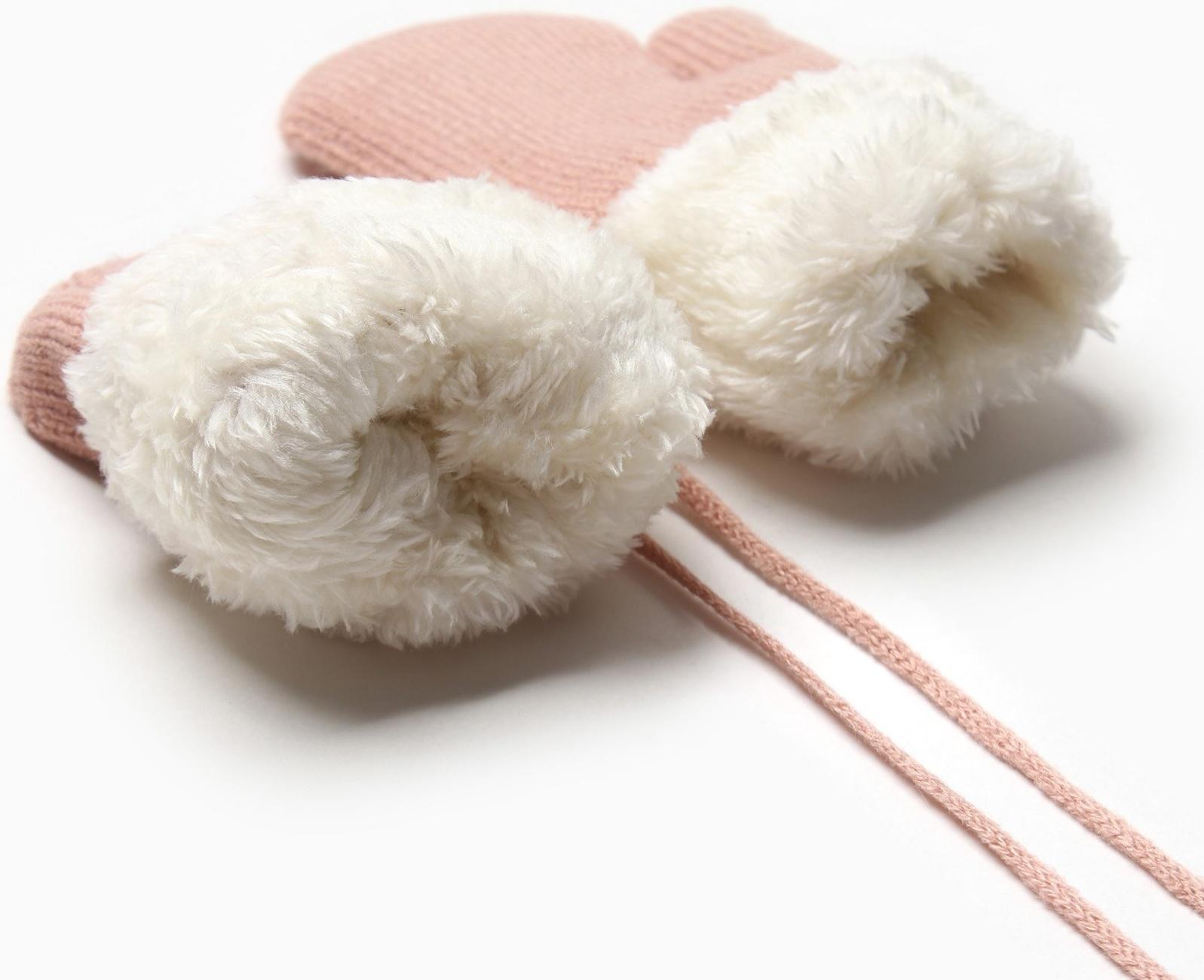 Варежки детские на иск.меху MINAKU с отворотом 15 см розовый