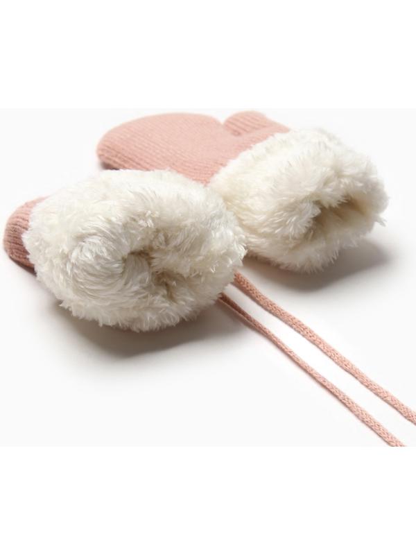 Варежки детские на иск.меху MINAKU с отворотом 15 см розовый