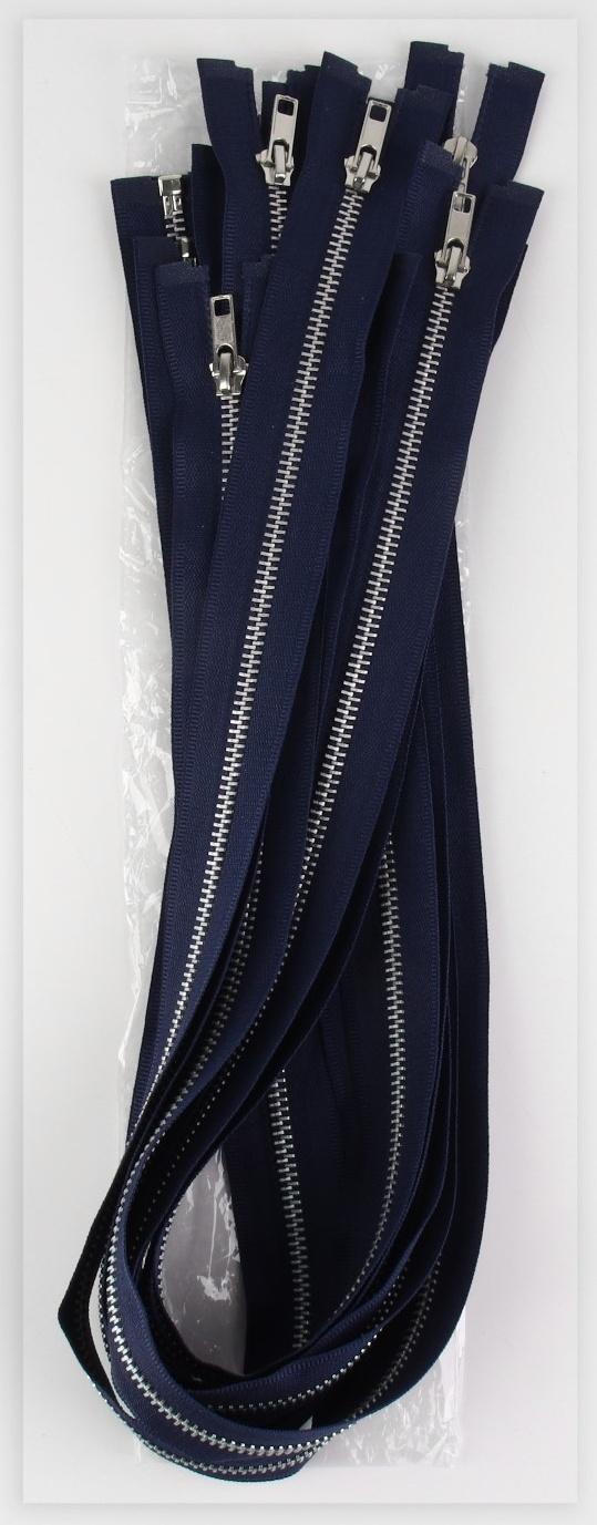 Молния металлическая, №5, разъёмная, замок автомат, 80 см, цвет тёмно-синий/никель