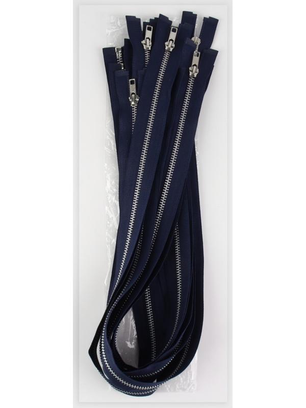 Молния металлическая, №5, разъёмная, замок автомат, 80 см, цвет тёмно-синий/никель