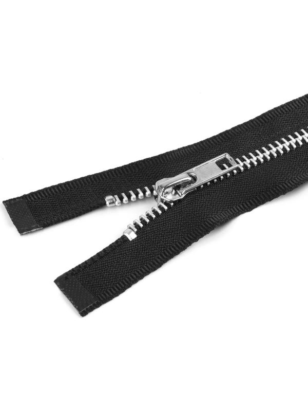 Молния металлическая, №5, 2 бегунка, разъёмная, замки автомат, 110 см, цвет чёрный/никель